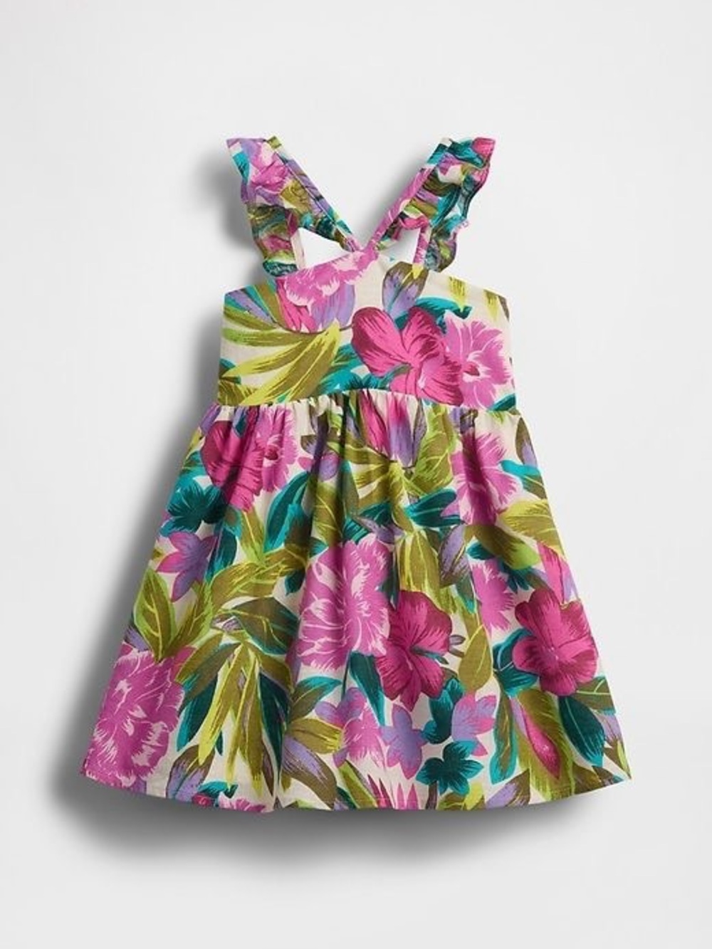 Baby Gap Toddler Girl Linen-Cotton Flutter V-Neck Dress